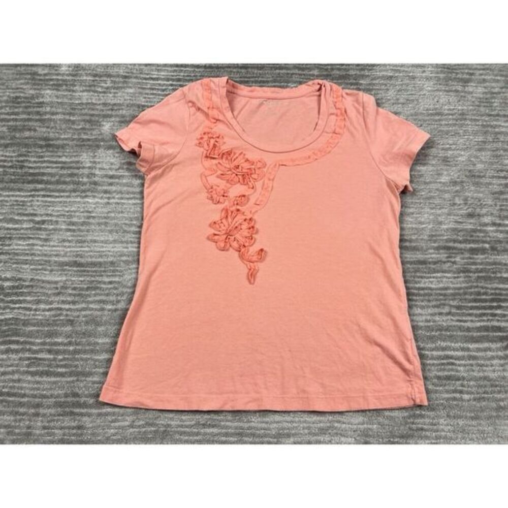 Ava & Grace Top Womens Medium Pink Shortsleeve Floral 100% Cotton
